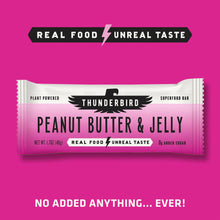 Thunderbird Bars Energy Snack, Gluten-Free with Protein, Healthy Real Food, Vegan Non-GMO, No Added Sugar, Peanut Butter Jelly Flavor (12 Count, 1.7 oz. Bars)