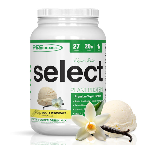 PEScience Select Vegan Plant Based Protein Powder, Vanilla Indulgence, 27 Servings, Pea and Brown Rice Blend, Naturally Sweetened with Stevia