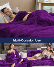 Pawque Faux Fur Throw Blankets 50x60 Inches, Soft Fuzzy Sherpa Blankets for Sofa, Couch and Bed, Plush Fluffy Fleece Blankets, Long Hair Blanket, Purple