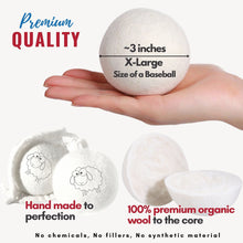 Wool Dryer Balls Organic Premium | 12 Balls XL, Ethically & Humanely Made, Natural Fabric Softener, Laundry Dryer Balls Reusable, Wrinkle Release, Organic Fabric Softener Ball, Say No! to Dryer Sheets