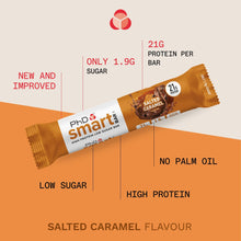 PhD Nutrition Smart Plant Bar Low Calorie, High Protein Low Sugar Vegan Protein Bar/Protein Snacks, Salted Caramel Flavour, 20g of Plant Protein, 64g Bar (12 Pack)