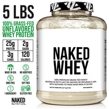 NAKED WHEY 5LB 100% Grass Fed Whey Protein Powder - 1 Undenatured, Bulk, Unflavored - GMO, Soy, and Gluten Free - No Preservatives - Stimulate Muscle Growth - Enhance Recovery - 76 Servings