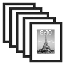 upsimples 8x10 Picture Frame Set of 5,Display Pictures 5x7 with Mat or 8x10 Without Mat,Wall Gallery Photo Frames, Black