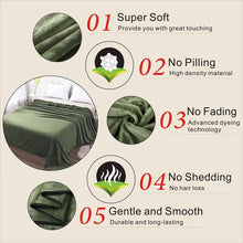 Queen Polar 350GSM Fleece Thermal Blanket Grass Green Extra Soft Brush Fabric Super Warm Bed Blanket Lightweight Couch Blanket Easy Care 90