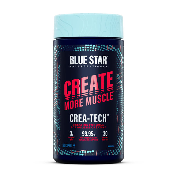 Blue Star Nutraceuticals CREA-TECH - Creapure Creatine Monohydrate - w/Electrolytes. Creatine + Electrolytes Capsules - Build Muscle and Increase Strength | 30 Day Supply - 120 Veggie Capsules