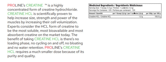 PROLINE Creatine HCL Capsules | Ultra Concentrated Creatine Hydrochloride (HCL) for Strength, Performance, Recovery | 750mg Creatine HCL per Capsule | Vegan Approved, 120 Capsules