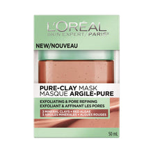 L’Oréal Paris Pure-Clay Cleansing Mask with 3 Mineral Clays + Red Algae, Exfoliates and Refines Rough Skin, 50 ml