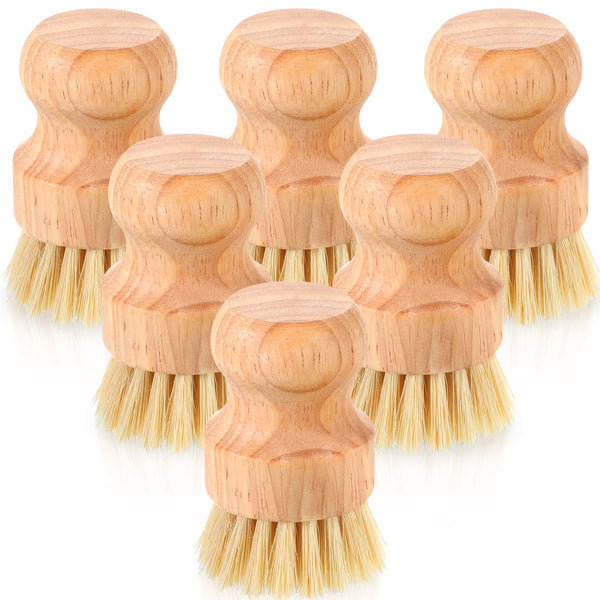 Nuenen 20 Pcs Bamboo Dish Scrub Brushes Wooden Cleaning Scrubbers Set Kitchen Dish Brush Wood Dish Scrubber Dishwashing Brush with Natural Sisal Bristles for Cleaning Iron Pots Pans Sink Vegetables