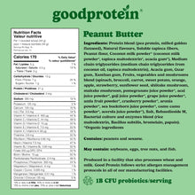 Good Protein Vegan Plant-based Protein Powder 100% Natural, Non-GMO, Dairy-free, Gluten-free, Soy-free, No Added Sugar and Nothing Artificial. Peanut Butter All-in-One Shake 440 grams