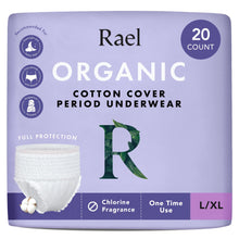 Rael Disposable Underwear for Women, Organic Cotton Cover - Incontinence Pads, Postpartum Essentials, Disposable Underwear, Unscented, Maximum Coverage (Size L-XL, 20 Count)