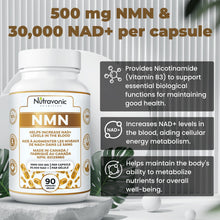 New Nutravonic NMN Ultra High Purity 500 mg per Capsule - Industry Highest 30,000 NAD +, 99% NMN - NAD+ Boost - NMN Nicotinamide Mononucleotide Supplement. Support Celluluar Health. Increase Blood NAD + Levels, Cofactor of Cellular Energy Metabolism. Main