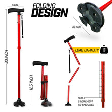 ZELECKS Walking Cane for Women & Men - Self Standing Adjustable Folding Cane with T Handle and 360 Pivot Base - Lightweight Foldable Walking Stick for Seniors - Collapsible Cane for Walking