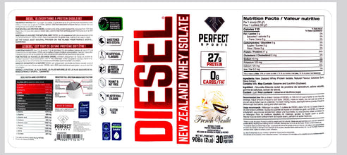 PERFECT SPORTS Diesel New Zealand Whey Isolate, French Vanilla, 2lb/908 Grams