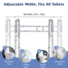 Takuyada Width & Height Adjustable Toilet Safety Rail - Toilet Seat Risers for Seniors, Toilet Riser with Handles, Raised Toilet Seat with Handles - Toilet Safety Frame Fits Most Toilet (400LBS)