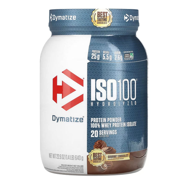 Dymatize ISO100 Hydrolyzed Protein Powder, 100% Whey Isolate Protein, 25g of Protein, 5.5g BCAAs, Gluten Free, Fast Absorbing, Easy Digesting, Gourmet Chocolate, 20 Servings