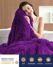 Pawque Faux Fur Throw Blankets 50x60 Inches, Soft Fuzzy Sherpa Blankets for Sofa, Couch and Bed, Plush Fluffy Fleece Blankets, Long Hair Blanket, Purple