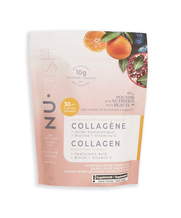 Nurish Collagen Peptides Powder - 315g - Grass-Fed Hydrolyzed Collagen With Hyaluronic Acid, Vitamin C & Biotin - Supports Radiant Skin, Hair, Nails & Joint Health - Unflavored & Easy to Mix