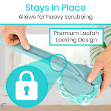 Vive Long Handled Loofah on a Stick - Mesh Back Sponge for Bath, Reusable w/Extra Pouf - Exfoliating Scrubber for Elderly & Disabled, Soft Loofa for Bathing Men & Women