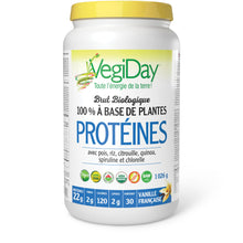 VegiDay Raw Organic Plant Based Protein 20g, French Vanilla, 1110g with Pea, Pumpkin, Chia, Quinoa, Spirulina & Chlorella