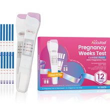 Pregnancy Test Weeks Indicator - Combo Pack 12 Tests, 2X Pregnancy Weeks Test Sticks 25 MIU/ml, 10x Pregnancy Test Strips 10 MIU/ml, Ultra Early 2 Ways Check - Tells You How Many Weeks (12 Tests)