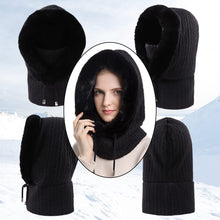 Zsedurt Winter Balaclava Hats for Women Ski Warm Thick Fluff Beanie Adult Neck Face Cover Cap(Black)