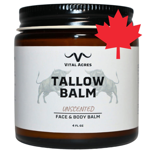 Premium Whipped Tallow Balm – 4 oz Unscented Face & Body Cream for Radiant Skin & Youthful Glow, Made with Organic Grass-Fed Canadian Tallow, Beef Tallow Skincare by Vital Acres