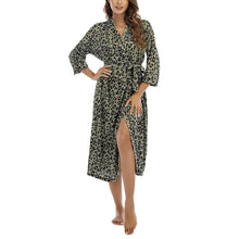 Women Kimono Robes Lightweight Cotton Long Robe Knit Bathrobe Soft Sleepwear V-Neck Loungewear for Women S-XXL (leopard Khaki, Medium, m)