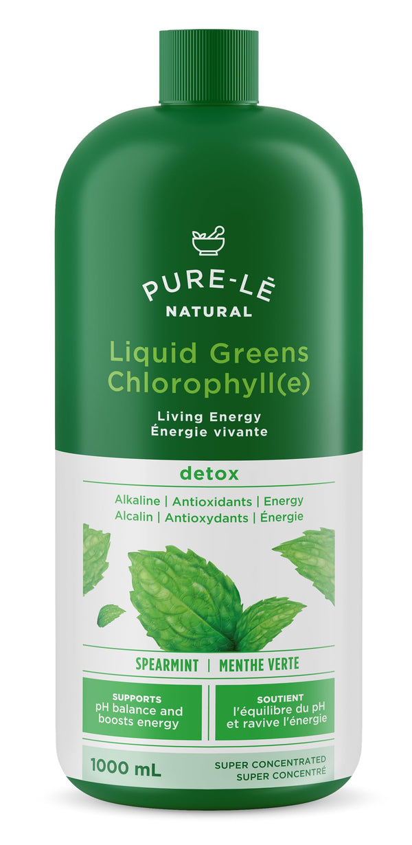 Pure-lē Natural Liquid Greens Chlorophyll Mint 1000ml - Balance pH, Energize, Detox and Cleanse without calories! Ultra Premium Dietary Supplement - No Fillers or Binders, No Artificial Ingredients