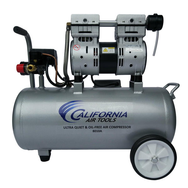 California Air Tools 8010A 1.0 HP Ultra Quiet and Oil-Free Air Compressor, 8 Gallon Aluminum Tank, Lightweight with Wheels, 60 dBA Noise Level