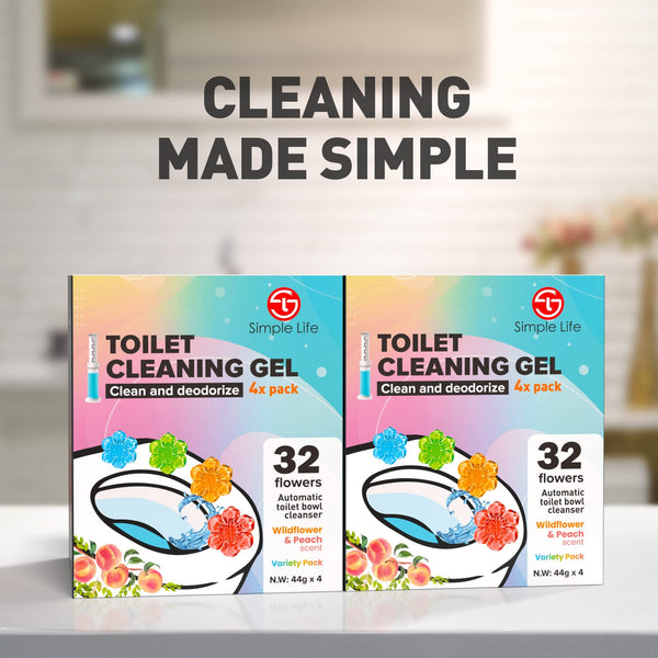 Simple Life Toilet Bowl Cleaner, Fresh Flower Gel Stamp, Stops Limescale and Stains with Air Freshening Scent, Deodorizing Clean (64 Stamps, Variety Pack)