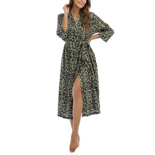 Women Kimono Robes Lightweight Cotton Long Robe Knit Bathrobe Soft Sleepwear V-Neck Loungewear for Women S-XXL (leopard Khaki, Medium, m)