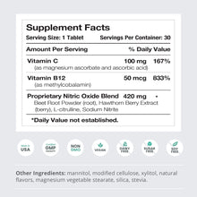 Neo40, Daily Heart and Circulation Support, Nitric Oxide Formula, Dietary Supplement, Quick Dissolve 30 Tablets