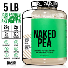 NAKED PEA - 100% Pea Protein Isolate from North American Farms - 5lb Bulk, Plant Based, Vegetarian & Vegan Protein. All 9 Essential Amino - Easy to Digest - Speeds Muscle Recovery - Non-GMO - No Preservatives - Gluten Free, Lactose Free, Soy Free - 76 Ser