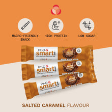 PhD Nutrition Smart Plant Bar Low Calorie, High Protein Low Sugar Vegan Protein Bar/Protein Snacks, Salted Caramel Flavour, 20g of Plant Protein, 64g Bar (12 Pack)