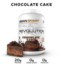 Revolution Nutrition, Vegan Smart, Vegan Protein Powder, Dairy Free, Plant Based, Sugar Free, Soy Free, BCAAs, Keto Friendly, For Men & Women, 20g Of Protein Per Scoop, 908g, 26 Servings (Chocolate Cake, 2 Pound)