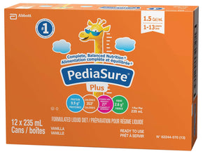 Pediasure Plus (with Fibre), Formulated Liquid Diet, 235 mL can, Vanilla, 12-pack, 2820 mL