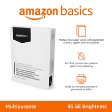 AmazonBasics Multipurpose Copy Printer Paper - 96 Bright White, 8.5 x 11 Inches, 1 Ream (500 Sheets)