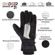 SKYDEER Waterproof Deerskin Suede Leather Ski Gloves for Snowboarding, Skiing, Ice Fishing, Snowmobile, Ice Skating, Hiking, Kayaking (SD8650T/XL)