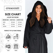 Luxury Turkish Hooded Non-pilling Bathrobe for Women - Soft Terry Cloth Robe for Ultimate Comfort and Style - Crescentt (Black Hooded - XS/S)