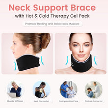 Relief Expert Soft Neck Brace with Neck Ice Pack Wrap, Breathable Cervical Collar with Reusable Hot and Cold Therapy Gel Pack, Adjustable Neck Support Brace for Women and Men, Posture Correct (Pink)