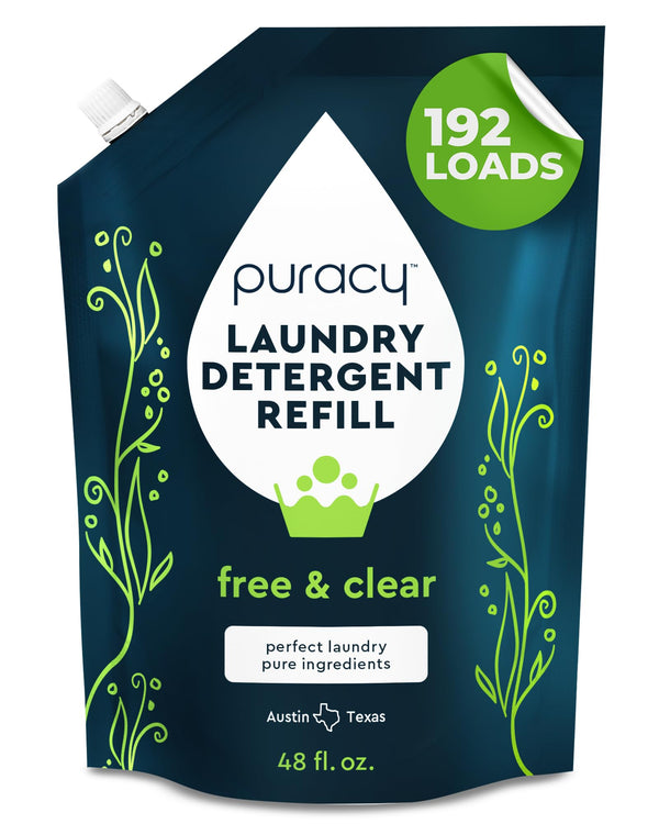 Puracy Liquid Laundry Detergent - 192 Loads - Natural Laundry Detergent, Scent-Free Laundry Soap - Hypoallergenic Laundry Detergent w/Stain Fighting Enzymes - Free & Clear - Laundry Detergent Liquid