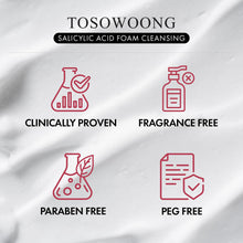 TOSOWOONG Salicylic Acid Foam Cleanser for Oily Skin, 18,000ppm Salicylic Acid, Deep Pore Cleansing, Face Wash For Breakouts, Exfoliating Cleanser, Korean Skin Care, 100ml, 3.38 fl. oz.