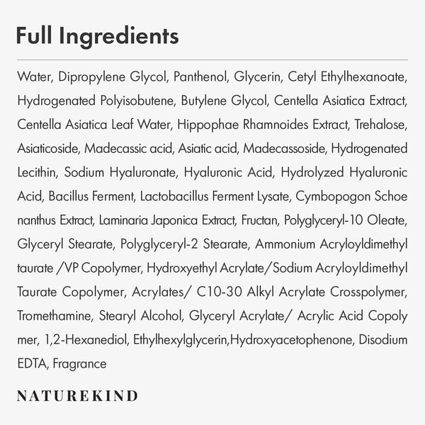 NATUREKIND Cica Panthenol Cream, 50,000ppm Panthenol, Centella Asiatica & Hyaluronic Acid, Barrier Repair Moisturizer for Dry, Sensitive Skin, Korean Skincare, 150g, 5.29 oz.