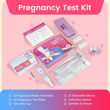 Pregnancy Test Weeks Indicator - Combo Pack 12 Tests, 2X Pregnancy Weeks Test Sticks 25 MIU/ml, 10x Pregnancy Test Strips 10 MIU/ml, Ultra Early 2 Ways Check - Tells You How Many Weeks (12 Tests)