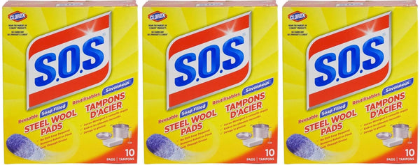 Value Bundle: SOS Pads Steel Wool - Cleaning Supplies - Cleaning Products - Kitchen Cleaner - Toilet Bowl Cleaner - Dish Scrubber - Bathroom Cleaner - Shower Cleaner - All Purpose Cleaner - 30 Pack