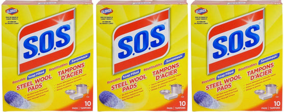 Value Bundle: SOS Pads Steel Wool - Cleaning Supplies - Cleaning Products - Kitchen Cleaner - Toilet Bowl Cleaner - Dish Scrubber - Bathroom Cleaner - Shower Cleaner - All Purpose Cleaner - 30 Pack