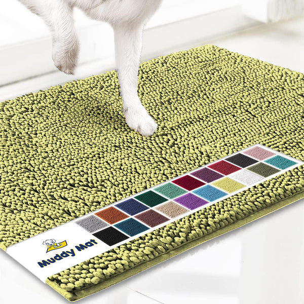 Muddy Mat® Original Dog Door Mat for Muddy Paws, Super Absorbent Microfiber, Non-Slip Washable Pet Rug, Quick Dry Chenille Entryway Carpet, Machine Washable Indoor Outdoor mat, Yellow 19"x30"