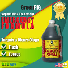 GREEN PIG Drain Field Cleaner, Septic Safe Drain Clog Remover, Treatment for Quickly Clearing Leach Field System Clogs, Back-Ups, and Foul Odors in Septic Tank Systems, Emergency Formula, 1 Gallon