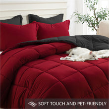 Homelike Moment King Size Comforter Set Black, Lightweight Reversible Red Comforter Sets King Size Bed, Soft Down Alternative King Bedding Sets All Season 3 Pcs Bed Set with 2 Shams Black/Red