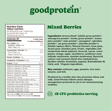 Good Protein Greens Superfood Powder Juice - 100% Natural Digestive Enzyme Greens Powder | Vegan Non-GMO Gluten Free Vitamins Green Powder - Organic Alfalfa Wheat Barley Grass Spirulina Powder | 225g Mixed Berries